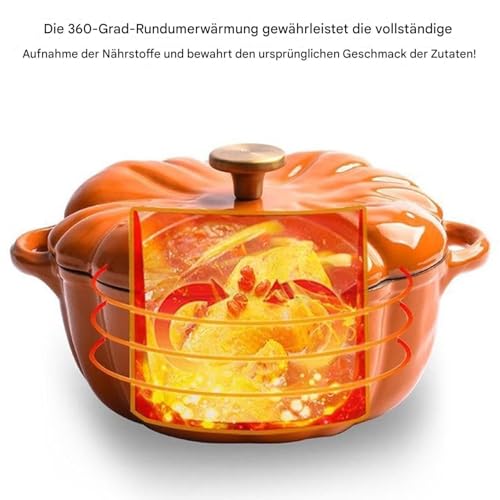 Casserole en fonte émaillée avec couvercle - Jolie cocotte en forme de - Bol à soupe mignon pour four, lave-vaisselle, micro-ondes – Image 7