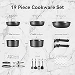 CAROTE 19Pcs Pots and Pans Set Non Stick, Cookware Set Detachable Handle, Nonstick Induction Kitchen Sets Non Stick with Removable Handle, RV Cook Ware, Oven Safe, Black - Image 2