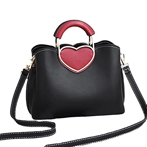 XIAOL Genuine Leather Handbags for Women, Fashion Top Handle Satchel Tote Work Bag PU Leather Satchel Messenger Tote Bag (Color : Black, Size : Large)