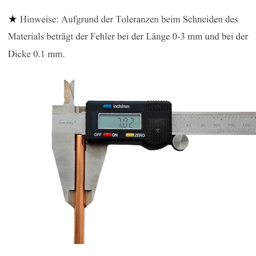 SZLIZHUO 1 Stück 99,98% reines Kupfer Rundstab Ø 7mm in 305mm Länge Kupferstab Diy Handwerk Kupfer Rundstab Handwerksmaterial T2 runder Stäbe（ 1,7mm x 305mm）