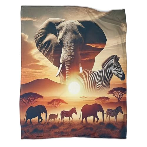 Couverture microfibre chaude et moelleuse jeté de canapé éléphant 3D