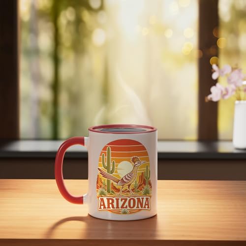Taza de cerámica con diseño Arizona Cactus rojo/blanco miniatura 3