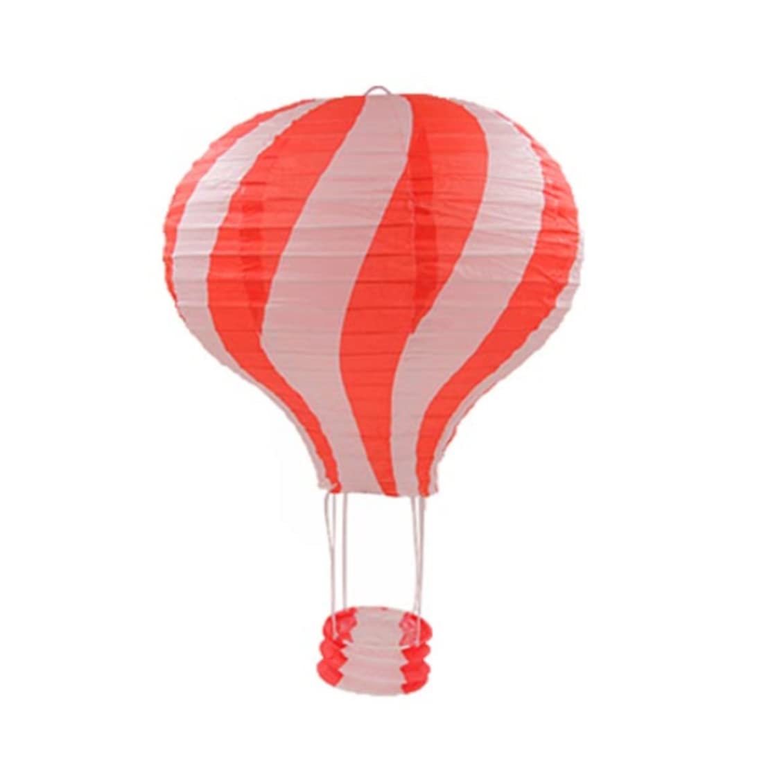 Hperu Rainbow Hot Air Balloon Ceiling Light with Paper Lantern Shade Red and White for School and Shopping Mall Hanging Decoration