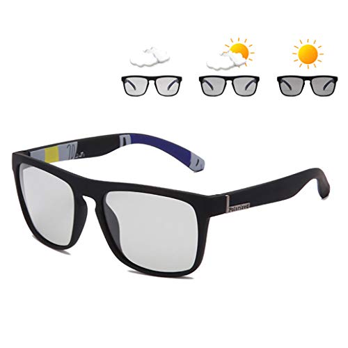 Photochromic Polarized Driving Sunglasses Men Square Matte Frame Eyewear Outdoor Sport Cycling UV Protection Glasses