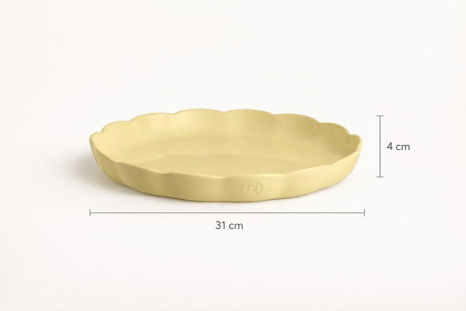 Emile Henry Plat à Tarte Ø 31 cm – Céramique Haute Résistance – Cuisson Homogène et Tarte Dorée à Cœur – Coloris Jaune Vanille – Fabriqué en France