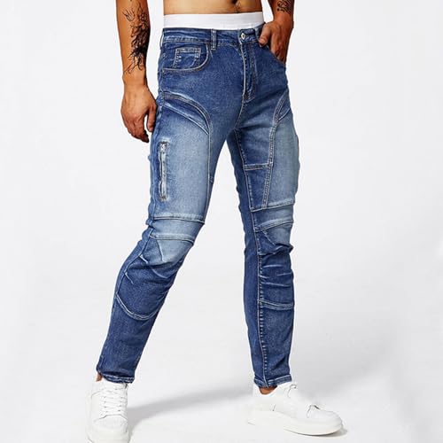 Men's Denim Pants Casual Stylish Steampunk Motorcycle Y2k Pants Distressed Slim Fit Tapered Trousers Jeans Streetwear4