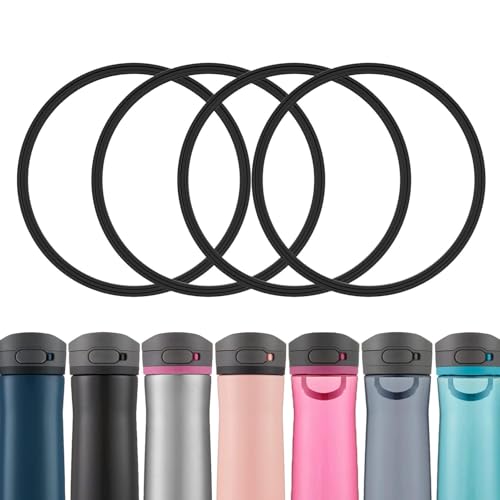 4 Pack Gaskets Compatible with Contigo Ashland 2.0/Jackson 2.0 with AUTOSPOUT AUTOPOP Lid 20oz 24oz 32oz 40oz Water Bottle, Replacement Rubber Seal Part Silicone O Ring