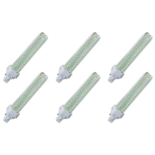 Tradineur - Pack de 6 Bombillas LED, Modelo maíz, 2 Tubos, G24, 15W Equivalente a 150W, 1350 lúmenes, 4200K, luz Neutra Blanca, eficiencia energética A+, 30000 Horas - 15,8 cm