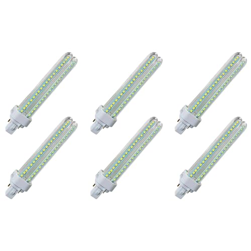 Tradineur - Pack de 6 bombillas LED, modelo maíz, 2 tubos, G24, 15W equivalente a 150W, 1350 lúmenes, 4200K, luz neutra blanca, eficiencia energética A+, 30000 horas - 15,8 cm