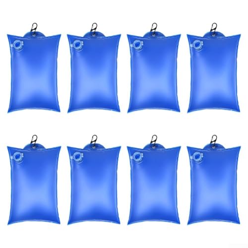 Paquete de 8 bolsas de peso de PVC con ganchos para cubiertas de piscina, proporciona seguridad fiable para evitar el desplazamiento de la cubierta de la piscina en invierno