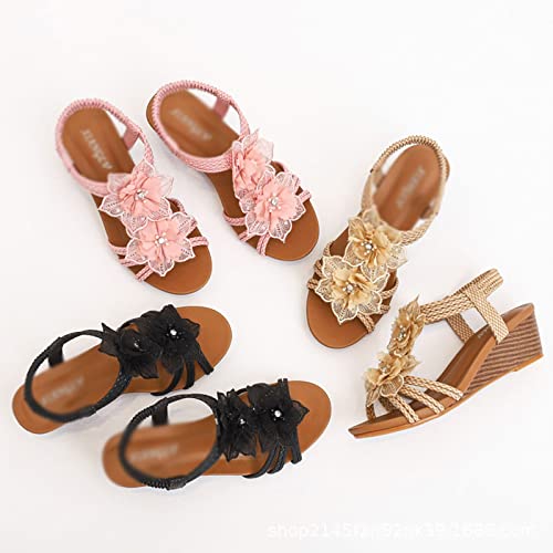 Sandals Slope Heel Sandals Women's Summer Vintage Vacation Sandals Large Size Women's Shoes Sandal(A,41)3