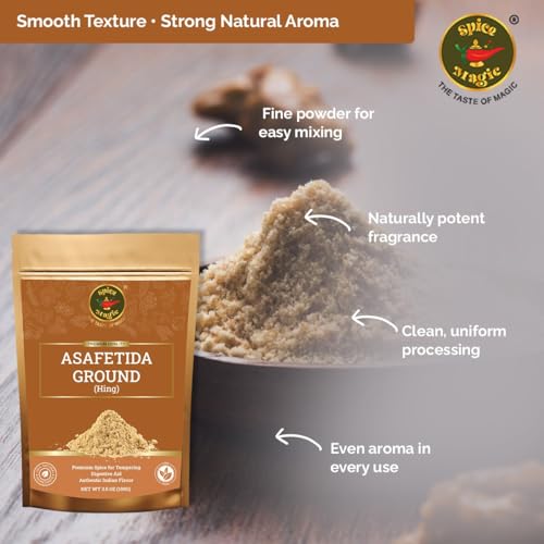 Spice Magic Asafetida Ground (Hing) ~ 100% Pure, Aromatic & Natural I Non-GMO I Indian Origin 3.5oz (100g)