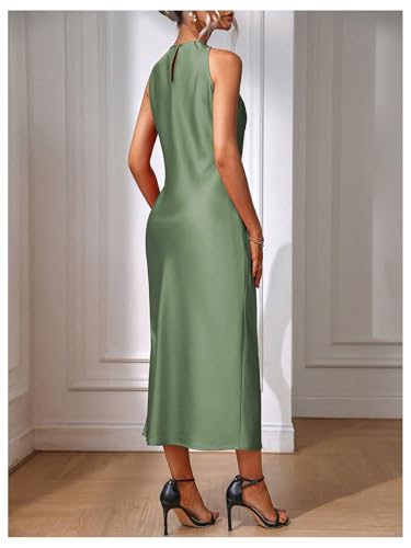 Image of Floerns Women's Elegant Sleeveless Crew Neck Maxi Dress Slit Cocktail Tank Dress