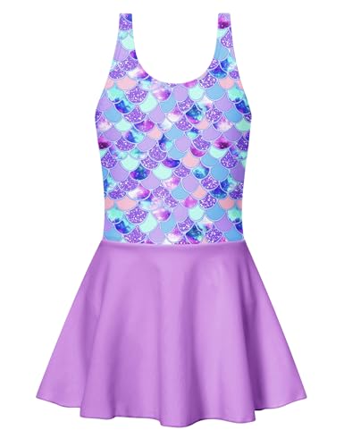 Yousie Girls Swimsuit One Piece Tropical Kids Bathing Suit Swimwear Adjustable Swim Dress 5-9 Years