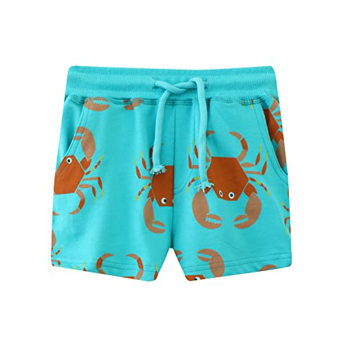 HILEELANG Boy Shorts Summer Cotton Casual Drawstring Adjust Knit Green Dinosaur Active Short 6 Years2