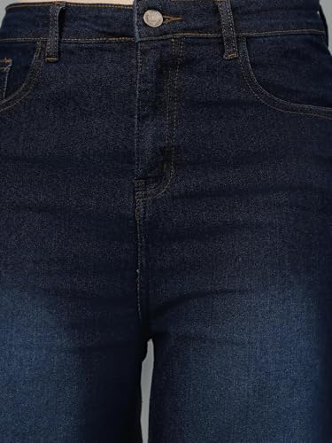 Image of KOTTY Womens Solid High Rise Cotton Lycra Blend Relaxed Fit Jeans
