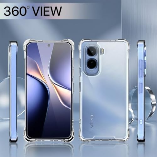 Image of Fashionury Clear Back Cover Case for Vivo T5 Pro 5G | Anti-Yellow Acrylic Hard Back + Soft TPU Bumper | Shockproof 360 Protection | Slim Transparent Bumper Case (Clear)