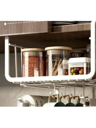 吊り下げ棚 吊り下げラック キッチン収納 戸棚下収納ラックTufduzo多機能収納ラックキッチンや部屋周りの小 (White,バイオリ)