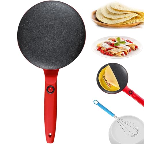 Plancha de mano antiadherente con control automático de temperatura, incluye cuenco de masa y batidor de huevos para hacer tortillas fácilmente