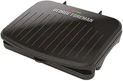 George Foreman Grelha de tamanho familiar e prensa Panini, revestimento cerâmico antiaderente, inclinação para remoção de gordura, ângulo ajustável, uso interno/externo
