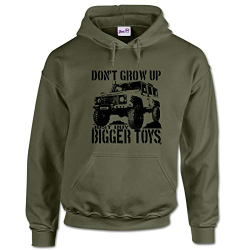 Bang Tidy Clothing Hombre Buy Bigger Toys Aufdruck 4u00a0x 4u00a04u00a0WD Sudadera con Capucha Verde Oliva Medium