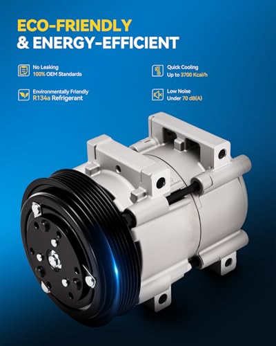 Image of PHILTOP 57122 NEW Air Conditioner AC Compressor with Clutch for Ford F150 1990-1995 4.9L,F250 F350 1990-1995 4.9L /7.5L,Bronco 1990-1992 4.9Liter,F-Super Duty 1990-1991 7.5L,F53 Motorhome Chassis 90-95