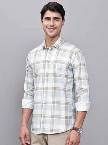Image of Majestic Man Comfort Slim Fit Pure Cotton Checked Casual Shirt