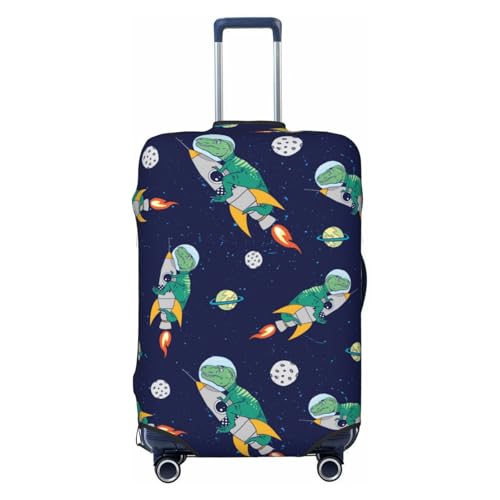 Astronaut Dinosaur and Space Print Luggage Cover Washable Elasticated Suitcase Covers TSA Approved Stylish Dust and Scratch Resistant Case Protector for Kids and Adults