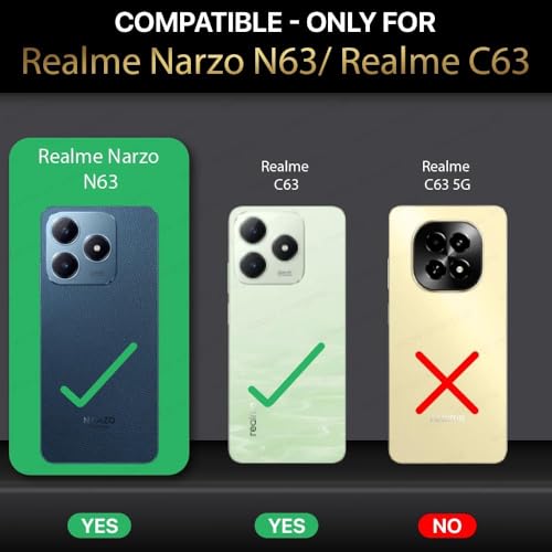 Image of WOW IMAGINE Shock Proof Clear Protective Back Case for Realme Narzo N63 | Realme C63 - AirEDGE Technology | 360 Degree Camera Protection | Transparent Hybrid Back Case Mobile Cover - Black