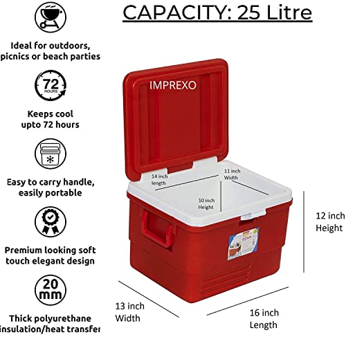 Image of Plastic Insulated Icebox Chiller Icebox Cooler Icebox Chiller Ice Packs Freezer Cooler Box Travel Picnic (25 Litre, Blue)