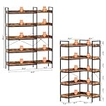 KOUSEI 5-Tier Bookshelf Reversible,Corner Bookcase 4 Hooks,65" Industrial Wooden Bookcase with Open Wide Shelves and Metal Frame for Living Room, Bedroom, Home Office,Rustic Brown - Image 3