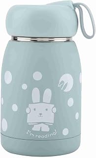 Stainless Steel Water Bottle 320ml Double Wall Leakproof Portable 304 Interior Pattern Design 7.5x14cm, Keeps Coffee Hot or Water Cold for Hours, for Office School Gym Travel