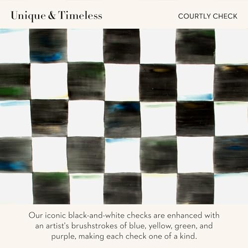 MACKENZIE-CHILDS Tall Enamel Vase, Unique Flower Vase, Decorative Table Decor for Living Room, Black-and-White Courtly Check - Image 4