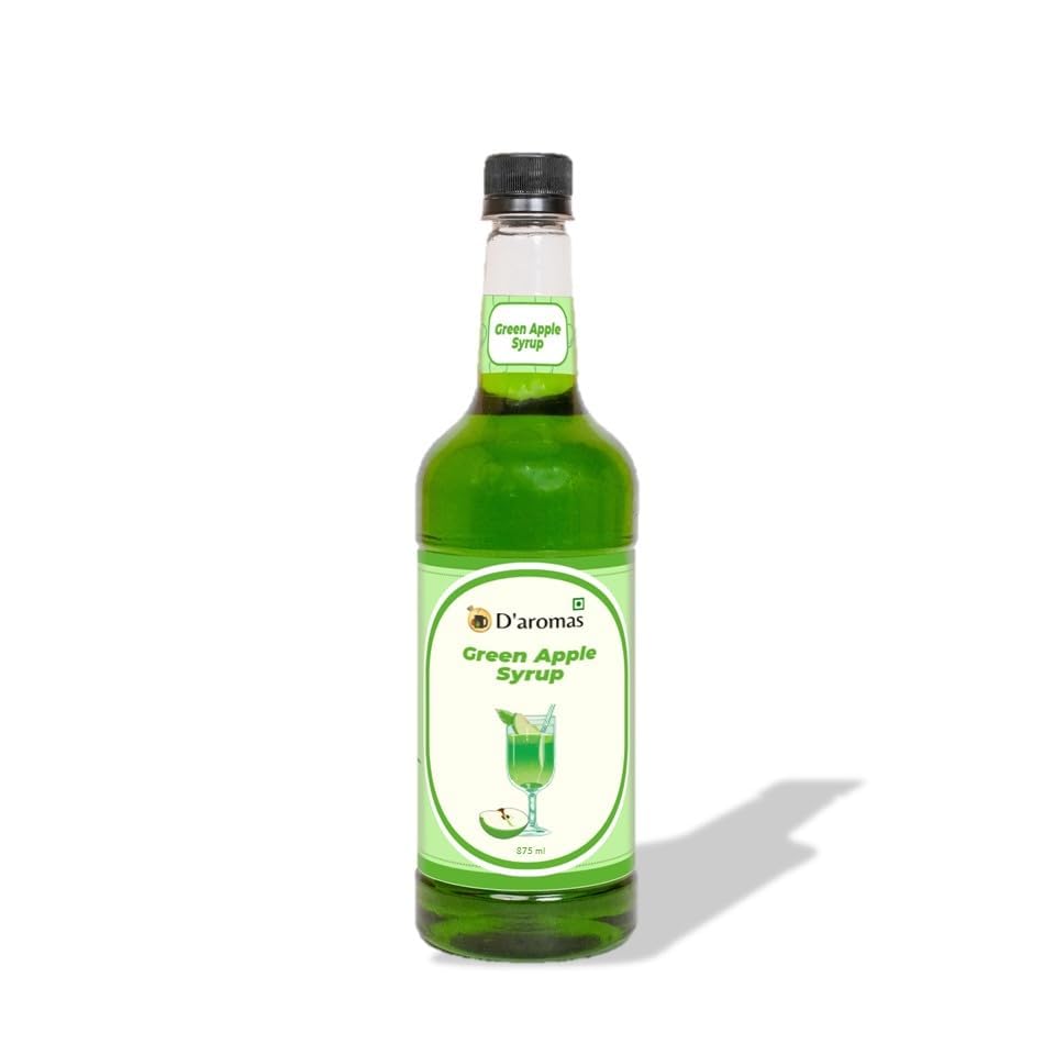 D'aromas Green Apple Mocktail Syrup 875ML, Liquid | Premium Cafe-Style Syrup – Sweet & Fun Flavor for Mocktails, Beverages, Desserts & Coffee | Perfect for Home, Cafe, Bar & Restaurant Use (875ml, Green Apple)-image-45