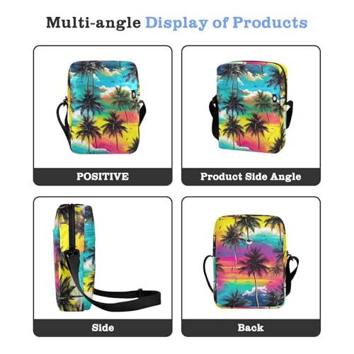 Crossbody Bag Tropical Palm Tree Tie Dye Messenger Bag for Women Men Purse Shoulder Bag Satchel Bag with Adjustable Strap 202a35544