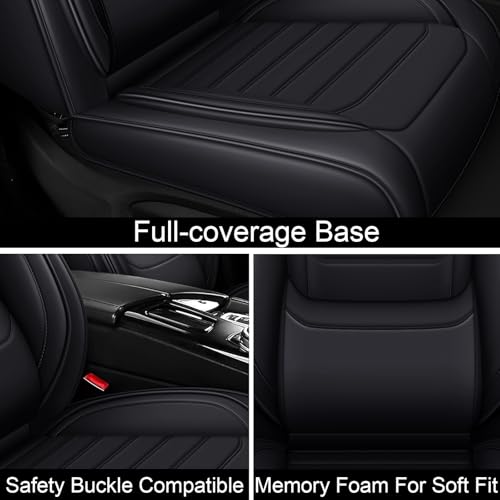 Image of Car Seat Covers Fit for Chevrolet Tahoe 1995-2025, Leather Automotive Seat Covers for Trucks, Heavy-Duty Wear Resistant Seat Protectors, Easy to Install, 2 Seats, Black