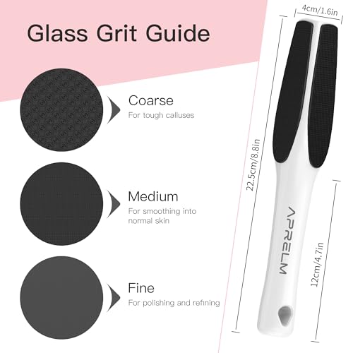 Image of APRELM 3-Sided Nano Glass Foot File, 3-in-1 Coarse /Medium /Fine Foot Callus Remover, Professional Callus Remover for Feet Hard Skin Smooth Polishing (White)