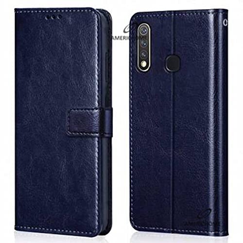 Image of Inside Rubber TPU with Card Pockets Magnetic Closure Protection Compatible with Vivo Z1 Pro, 1951, PD1911F, 1918 (Blue)