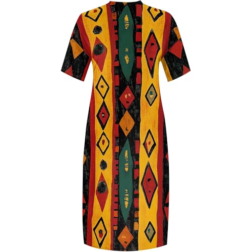 Image of SUZONANA Plus Size Dresses for Curvy Women African Print American Dress Summer Outfits Casual Loose with Pocket