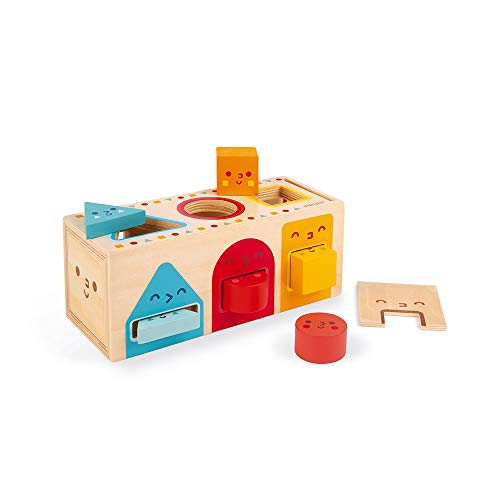 Janod - Geometric Shape Box (Wood) - Wooden Early-Learning Toy - Educational Game - Fine Motor Skills - 12 Months - J05330