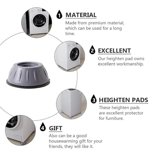 Image of U-MAX 4-Pack Sofa & Bed Leg Lifts, Anti-Slip Rubber Base for Stability, Increases Height, Prevents Floor Scratches, Legs Refrigerator Stand (Gray, Round Stand)