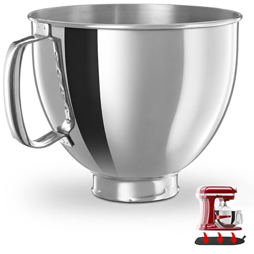 5 Quart Stainless Steel Mixer Bowl Compatible with 4.5-Quart & 5 Quart KITCHENAID TILT-HEAD STAND MIXERS,【Durable Dual-sided Sliding Mat Included】 5 Quart Stainless Steel Mixer Bowl Compatible with 4.5-Quart & 5 Quart KITCHENAID TILT-HEAD STAND MIXERS,【Durable Dual-sided Sliding Mat Included】
