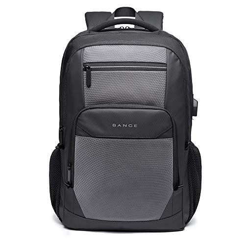 Mochila Masculina Para Notebook Impermeável Com Acabamento Fino E Design Moderno Grande Capacidade USB Antifurto - BANGE (Cinza)