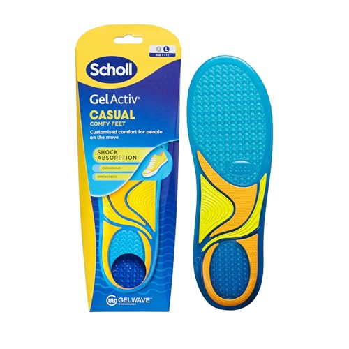 Scholl GelActiv - Plantillas casuales para hombre, pies cómodos durante todo el día, amortiguación de espuma viscoelástica y tecnología GelWave, talla 36-40