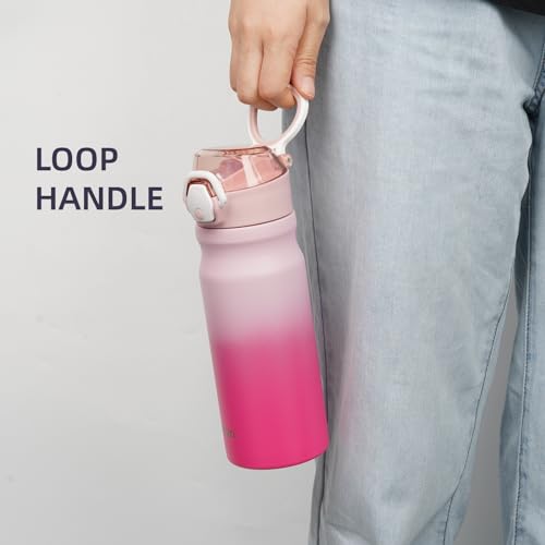 Image of Konokyo 18 oz Insulated Stainless Steel Sports Water Bottle with Straw Lid