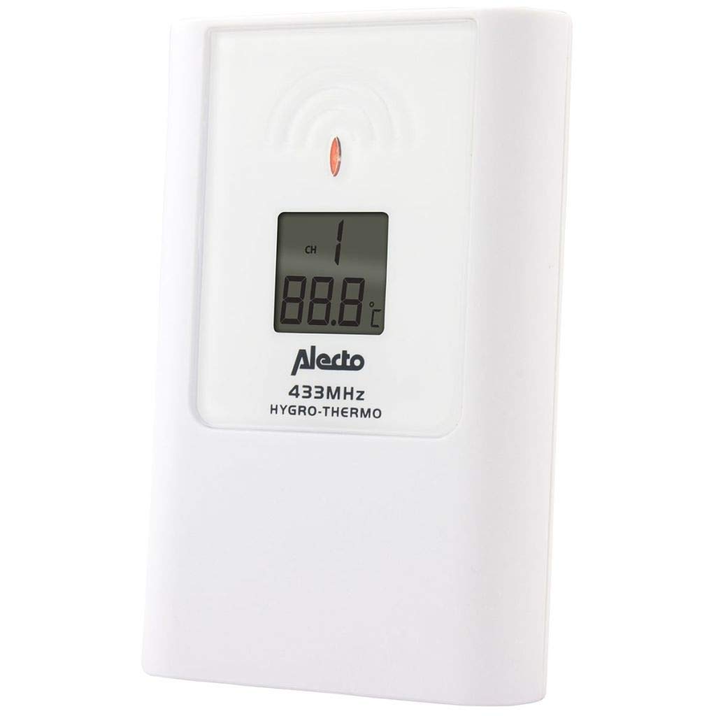 Alecto WS-2300 Funk Wetterstation - Kabelloser Sensor - Innen und Außentemperatur - Hygrometer - Wettervorhersage - Frostalarm - Wecker mit Schlummerfunktion - schwarz