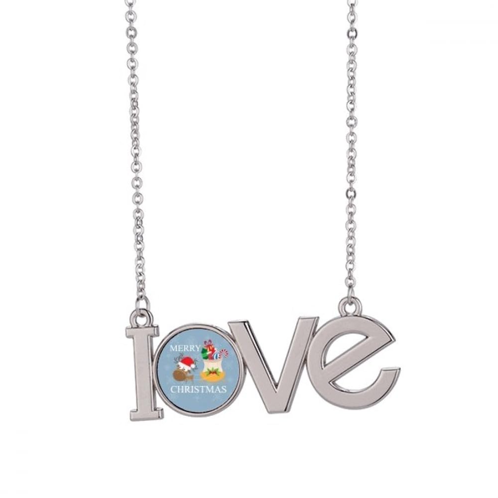 Colgante Merry Christmas Love de talla mediana con diseño de alce para festival 4