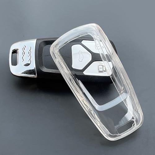IUIU Key Fob Cover Crystal Clear, Transparent TPU Fob Case Protector Compatible with Audi A4 A5 Q7 Q5 S4 S5 SQ5 RS5 TT TTS Smart Key Accessories