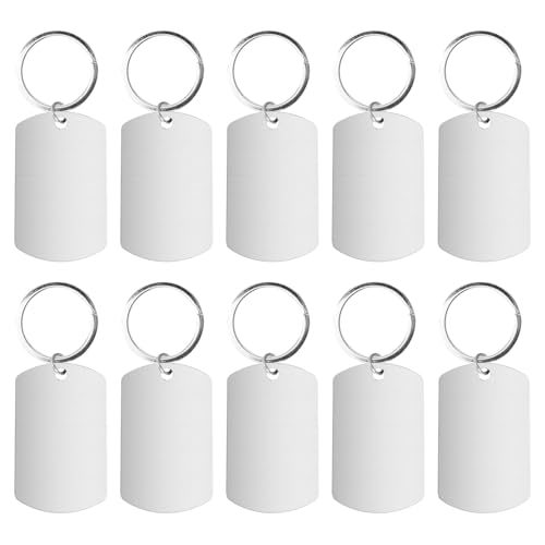 10 Piezas Etiquetas en Blanco de Acero Inoxidable,Etiquetas Rectangulares en Blanco de Metalicas,Etiquetas Llaveros Rectangulares,Placa Grabada Etiquetas de Acero Inox para Llavero de DIY,Artesanías