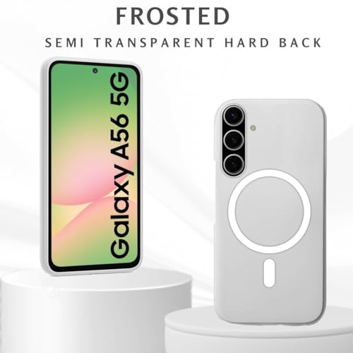 Image of SHINESTAR Back Cover for Samsung Galaxy A56 5G | Frosted Semi-Transparent Slim Case | Only Compatible with Wireless Magnetic Accessories | Hard Back, Matte Finish - White